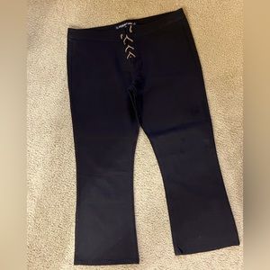 Periscope Black With Tie Up Front Flare Cropped  Dress Pants